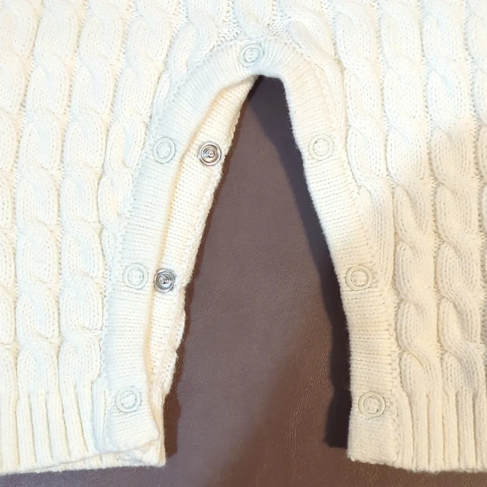 Aspen Kids Sweater One Piece Outfit 0-3 months White Cableknit Romper Bodysuit